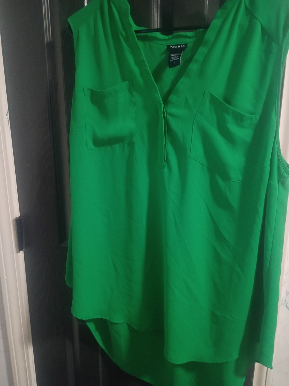torrid Bright Green Sleeveless V-Neck Tank with Chest Pockets